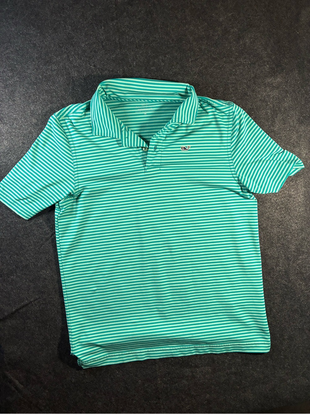 Vineyard Vines Boys Green & White Striped Polo